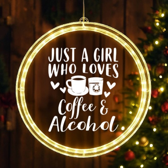 Coffee And Alcohol Apparel Funny Coffee Lover LED Christmas Window Lights