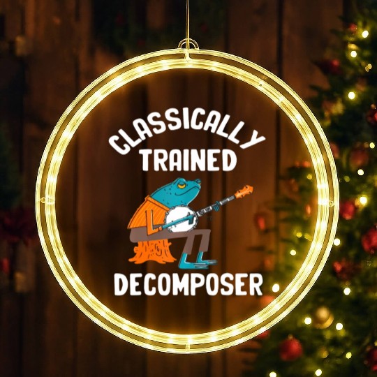 Classically Trained Decomposer Funny Frog Playing LED Christmas Window Lights