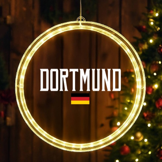 Dortmund Germany Flag White Text LED Christmas Window Lights