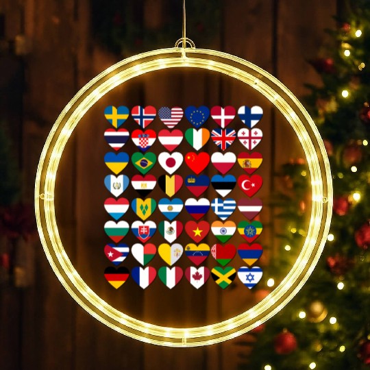 Flags Of The Cories Of The World International LED Christmas Window Lights