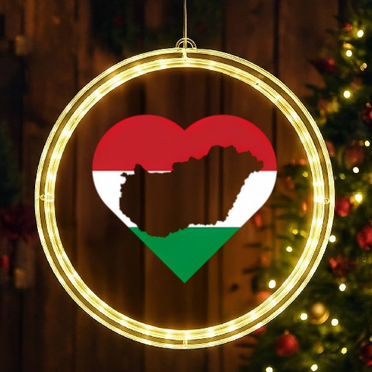 Hungary Flag For Hungary Fan I Love Hungary LED Christmas Window Lights