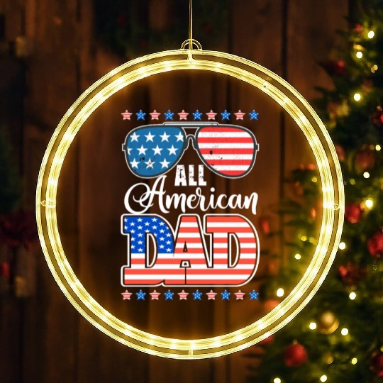 All American Dad Usa Sunglasses Flag Father's Day LED Christmas Window Lights