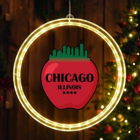 Chicago illinois state city skyline on apple LED Christmas Window Lights