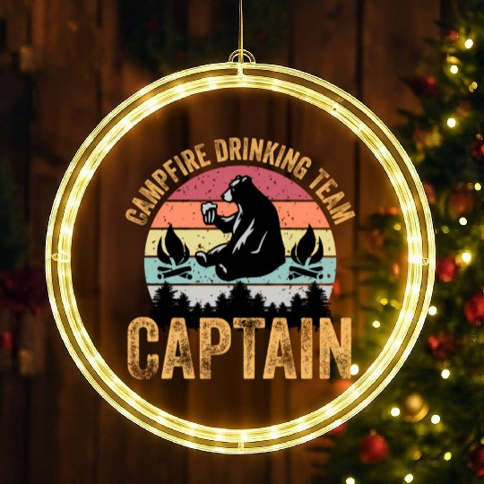 Campfire Drinking Team Captain Camping Camper LED Christmas Window Lights