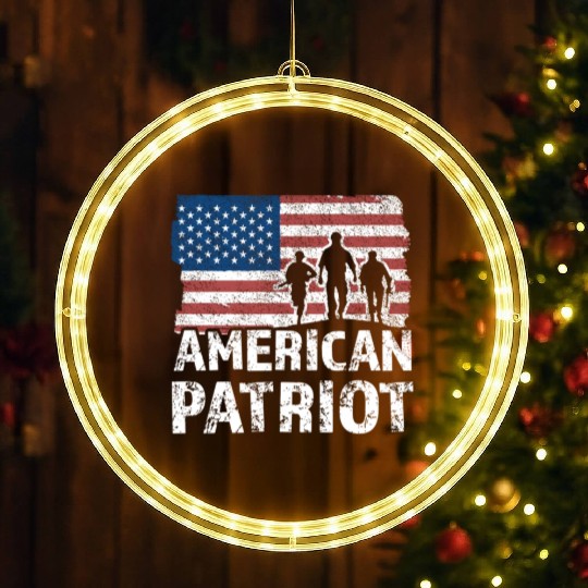 American Patriot Military Soldier Us Flag Veteran LED Christmas Window Lights