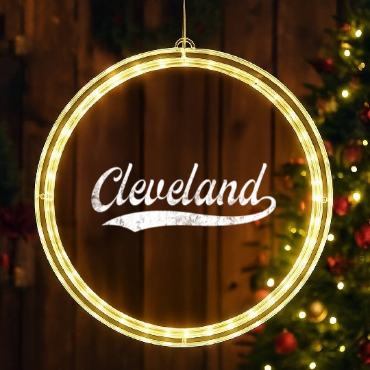 Vintage Cleveland Ohio Distressed LED Christmas Window Lights