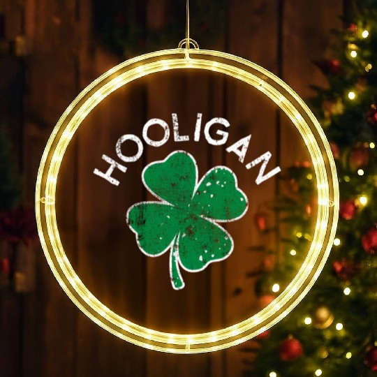 Hooligan Squad Lucky C St Patrick'S Day Distress LED Christmas Window Lights
