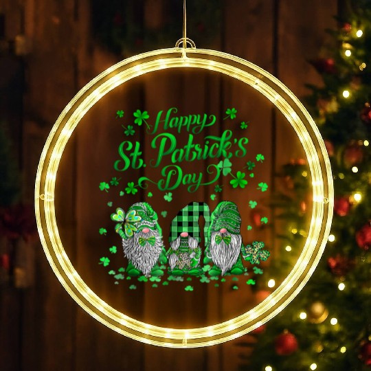 Happy St Patric Day Gnomes Saint Paddys Pattys LED Christmas Window Lights