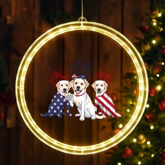 Labrador Retriever Us Flag 4Th Of July Independenc LED Christmas Window Lights