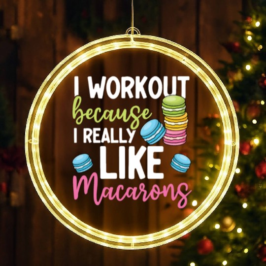 Funny Macaron Workout Ice Cream Sandwich Macaron LED Christmas Window Lights