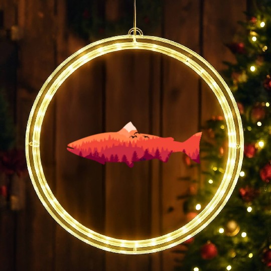 Trout Fly Fishing Nature Outdoor Fisherman LED Christmas Window Lights