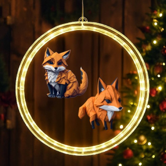 Tangram Fox Stickers LED Christmas Window Lights