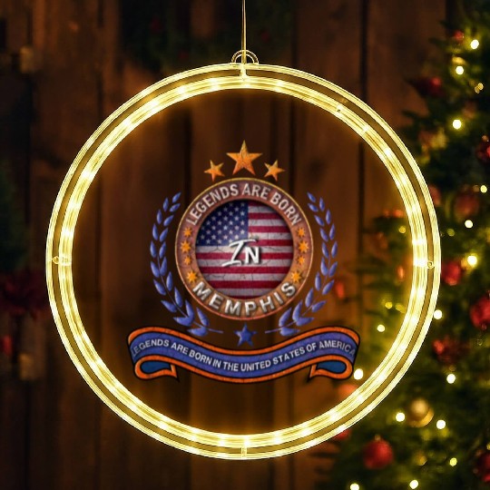 Legends of Memphis Tennessee Retro USA Flag LED Christmas Window Lights