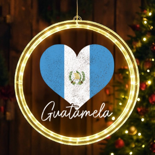 Guatemala Guatemalan Flag Pride Heart Chapina LED Christmas Window Lights