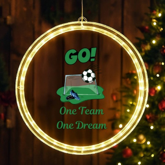 Soccer Star One Team and One Dream Lets Go LED Christmas Window Lights