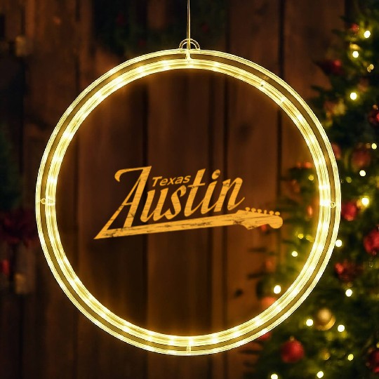 Austin Texas Guitar Neck LED Christmas Window Lights
