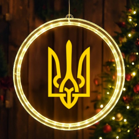 Ukraine Trident Symbol Middle Ukrainian Zeleny LED Christmas Window Lights