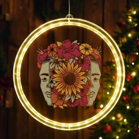 Frida Kahlo Head Flowers LED Christmas Window Lights