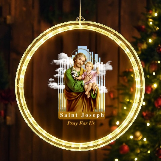 Saint Joseph Catholic Church St Joseph With Infant LED Christmas Window Lights
