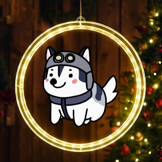 Husky Pilot Dog Lover Malamute LED Christmas Window Lights