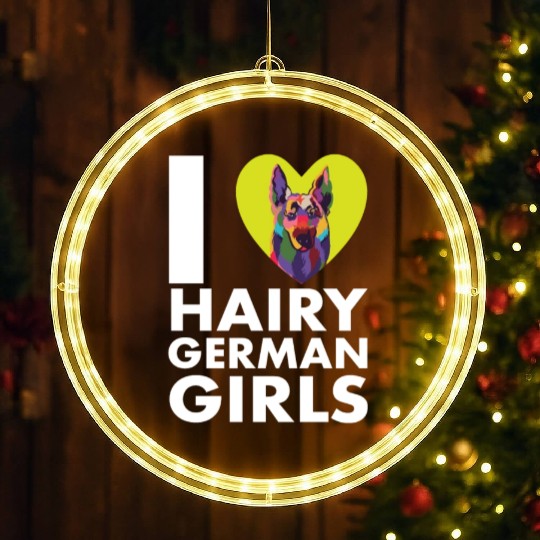 Funny German Shepherd Mom Dad I Love Hairy German LED Christmas Window Lights