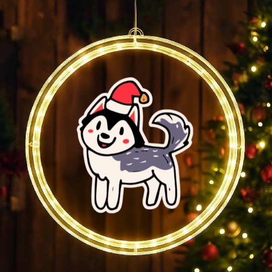 Christmas Husky Dog Lover Malamute LED Christmas Window Lights