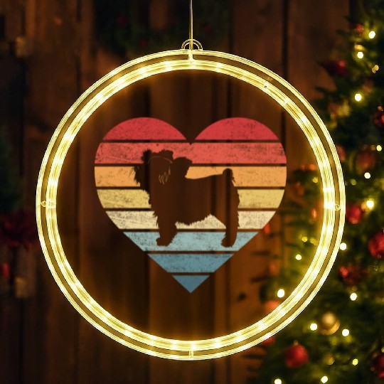 Yorkie Lover Retro Sunset Silhouette LED Christmas Window Lights