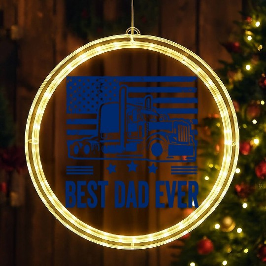 Best Dad Ever Us American Flag Father's Day Truck LED Christmas Window Lights