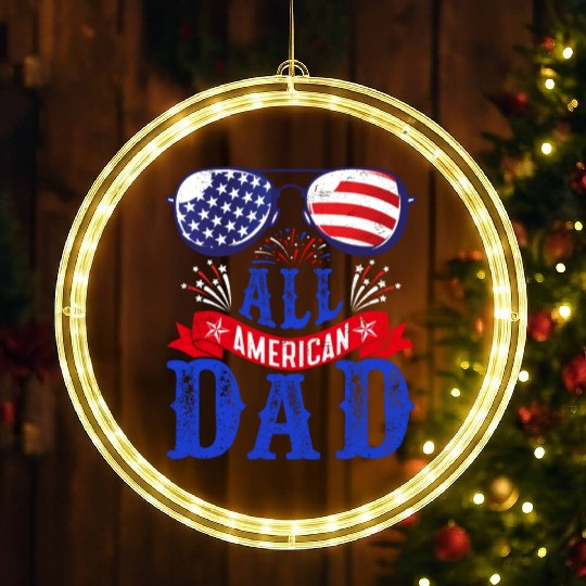All American Dad America Pride US Patriot LED Christmas Window Lights