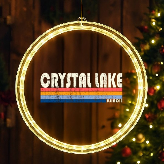 70S 80S Style Crystal Lake Il LED Christmas Window Lights