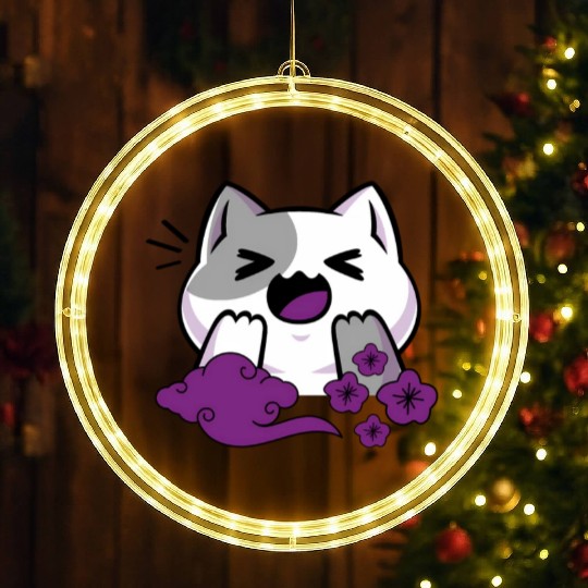 Asexual Subtle Ace Pride Anime And Cat Japanese LED Christmas Window Lights