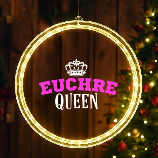 Euchre Card Game Queen Mom Gift Aunt Hearts LED Christmas Window Lights