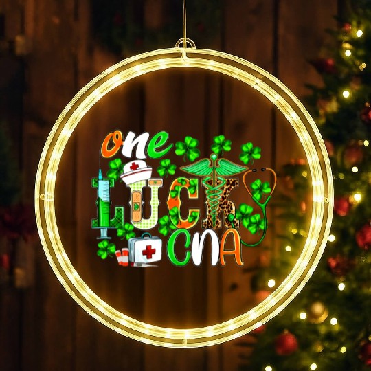 St Patrick'S Day One Lucky Cna Leopard LED Christmas Window Lights