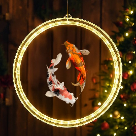 Japanese Koi Fish Nishikigoi Yin Yang Carp LED Christmas Window Lights
