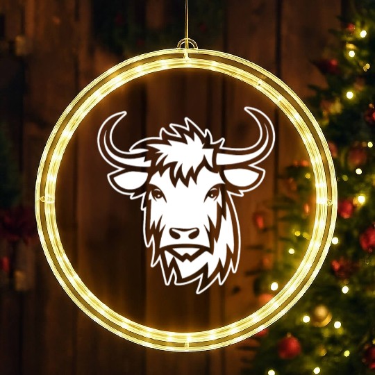Scottish Highland Cow LED Christmas Window Lights