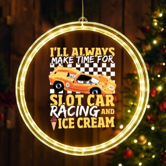 Always Time For Slot Car Racing And Ice Cream LED Christmas Window Lights