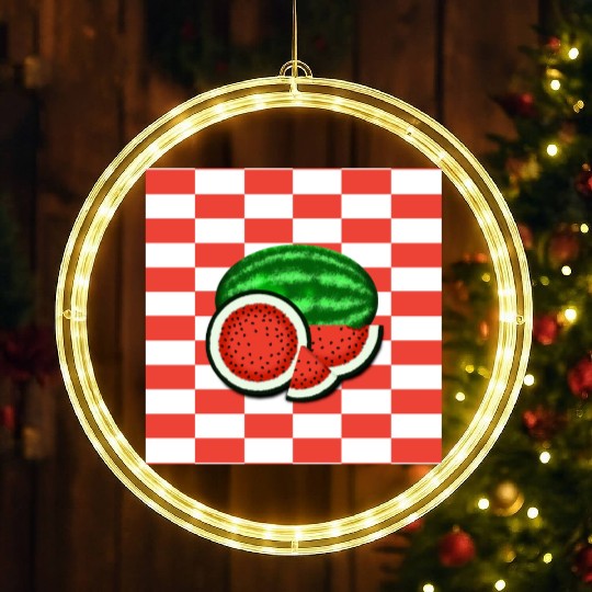 Watermelon on Watermelon Pink Background LED Christmas Window Lights