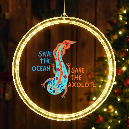 Save The Ocean Save The Axolotl LED Christmas Window Lights