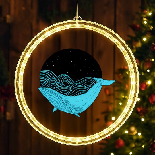 Humpback Whale Midnight Space Whale LED Christmas Window Lights
