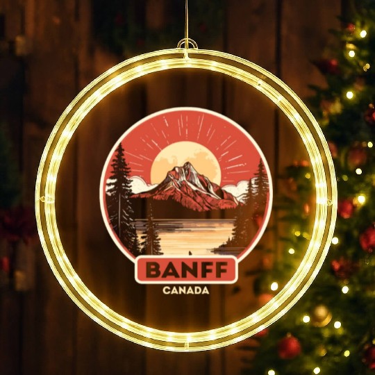 Vintage Retro Canadian Banff National Park LED Christmas Window Lights