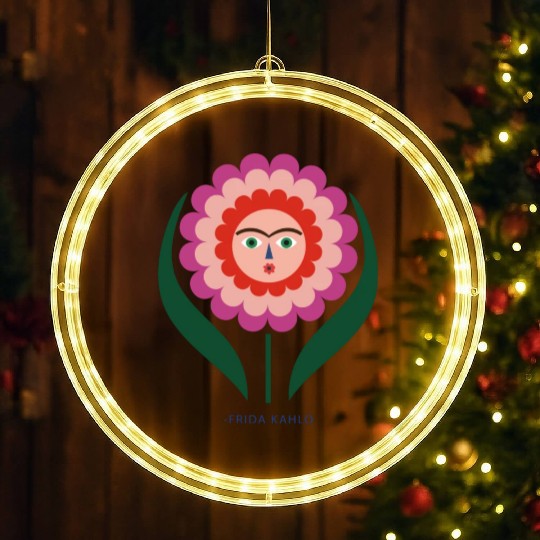Frida Kahlo Colorful Flower Feminist Mexican LED Christmas Window Lights