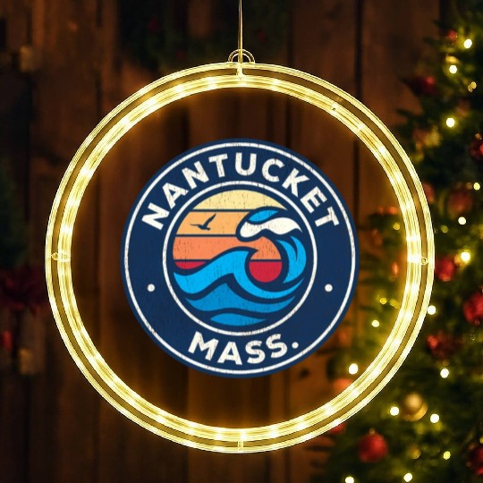 Nantucket Massachusetts Ma Nautical Waves LED Christmas Window Lights