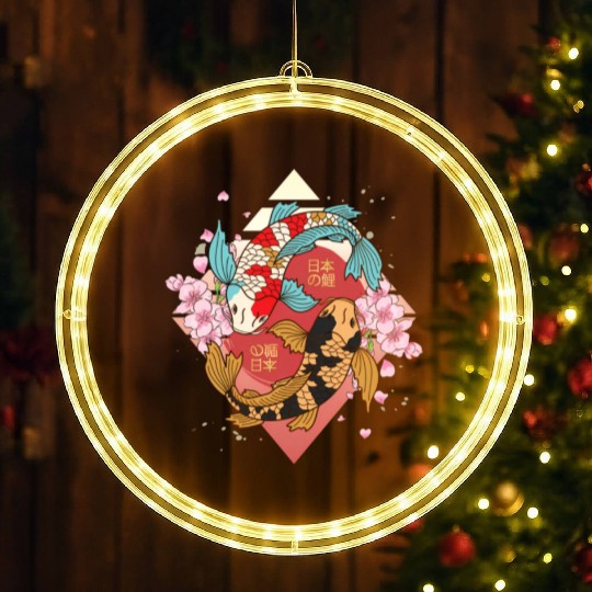 Kawaii Cherry Blossom Koi Fish Japanese Sakura LED Christmas Window Lights