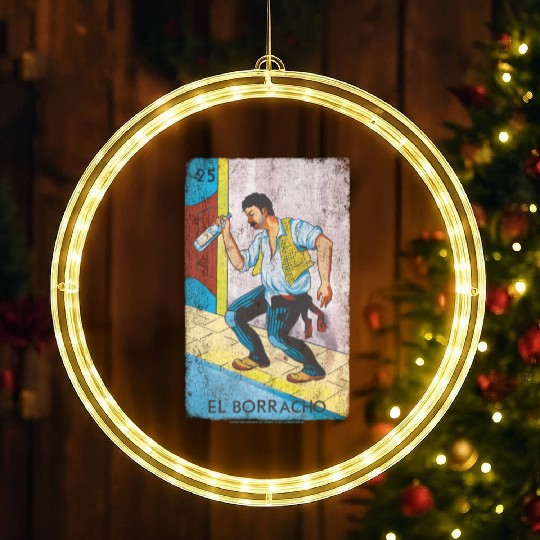 Loteria El Borracho Colorful Tarot Card LED Christmas Window Lights