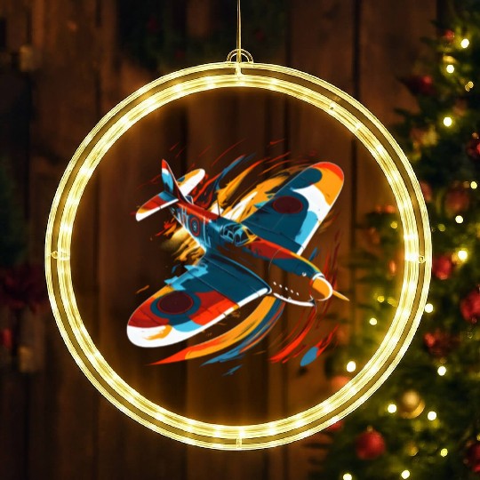 Spitfire Airplane Pilot Aviator Military Warbirds LED Christmas Window Lights