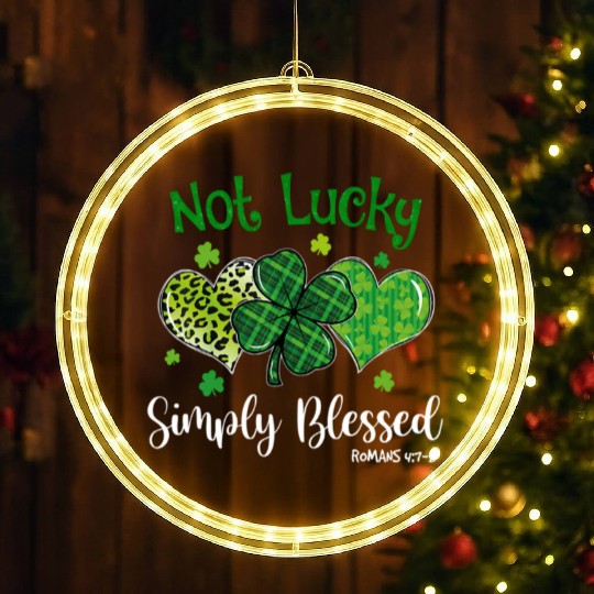 Not Lucky ly Blessed Christian Shamrock St LED Christmas Window Lights