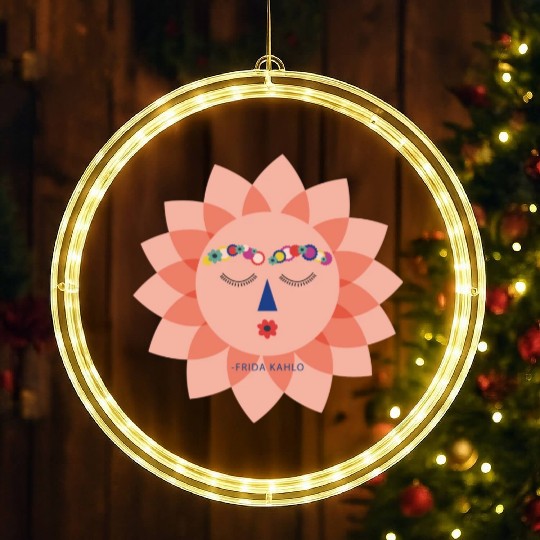 Colorful Cute Funny Sun Frida Kahlo Portrait Viva LED Christmas Window Lights
