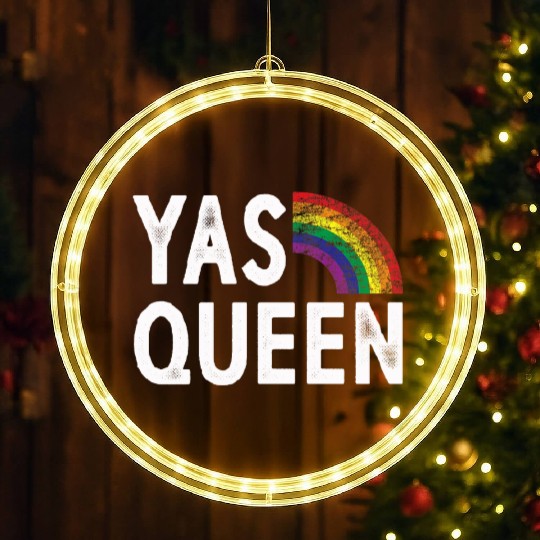 LGBT Lesbian Gay Pride Yas Queen Rainbow Flag LED Christmas Window Lights