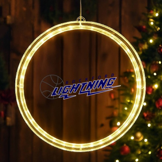 Defunct Rockford Lightning CBA Basketball 1986 LED Christmas Window Lights