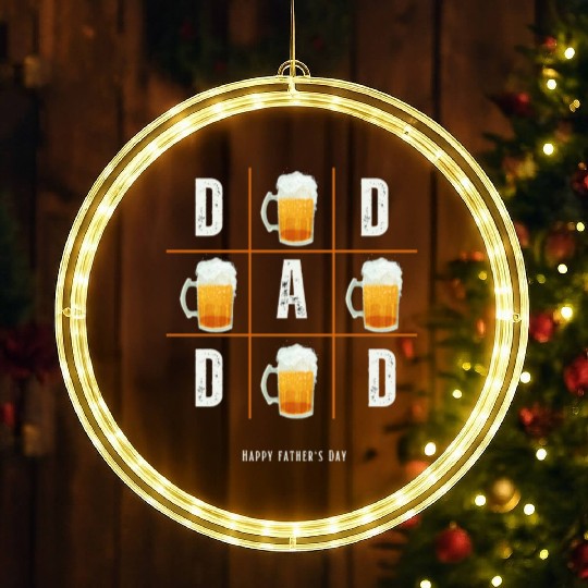 Happy Father's Day style Tic Tac Toe and Beer LED Christmas Window Lights